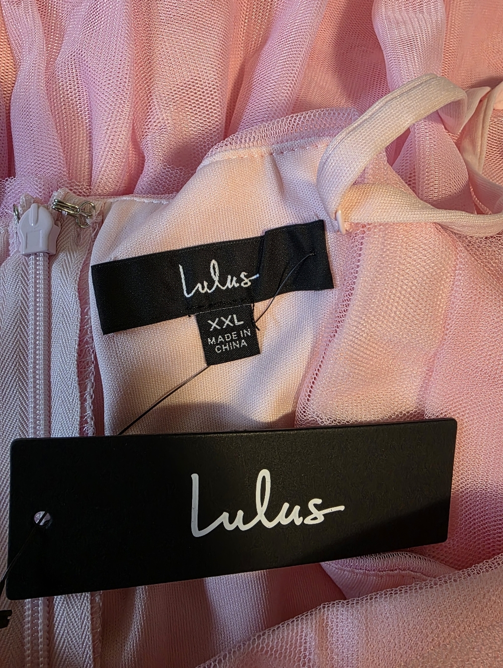 Luus Special Poise Pink Tulle Pleated Sleeveless Tiered Mini Dress, Size XXL - Picture 10 of 12